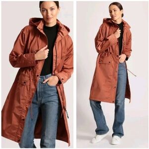 New Nordstrom Avec Les Filles Rust Color Rain Jacket with Hood Women’s Size XS